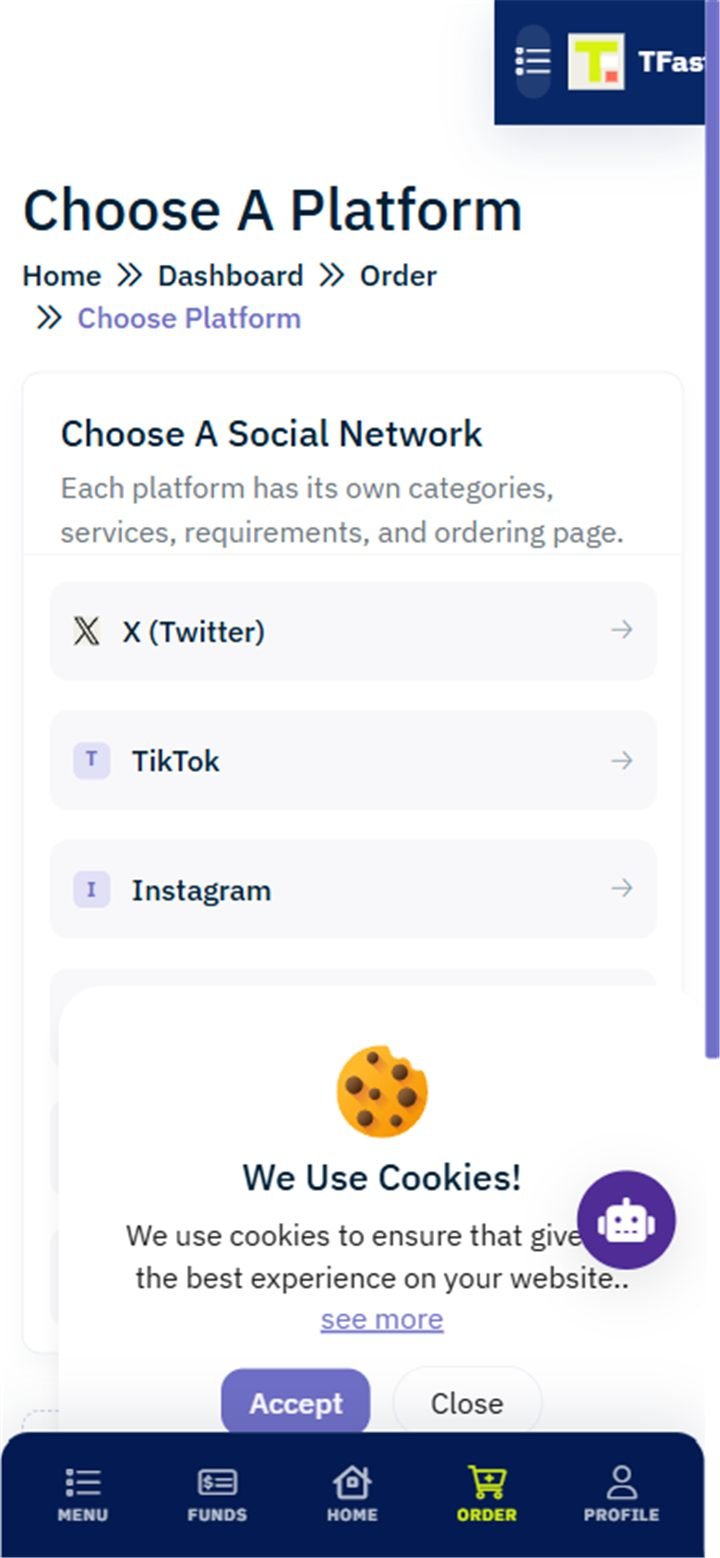 Choosing a platform when ordering